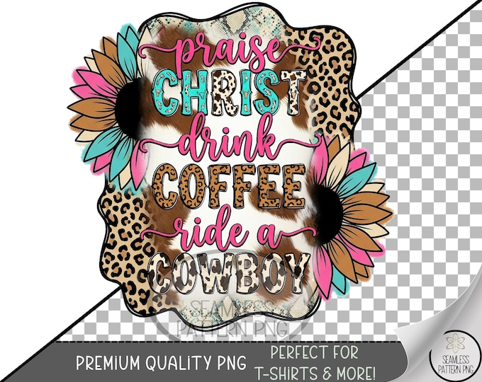 Funny Cowgirl Sublimation Design, Western UV DTF Graphic, Country Clip Art, Leopard Style, Sunflower Digital Download, B10103