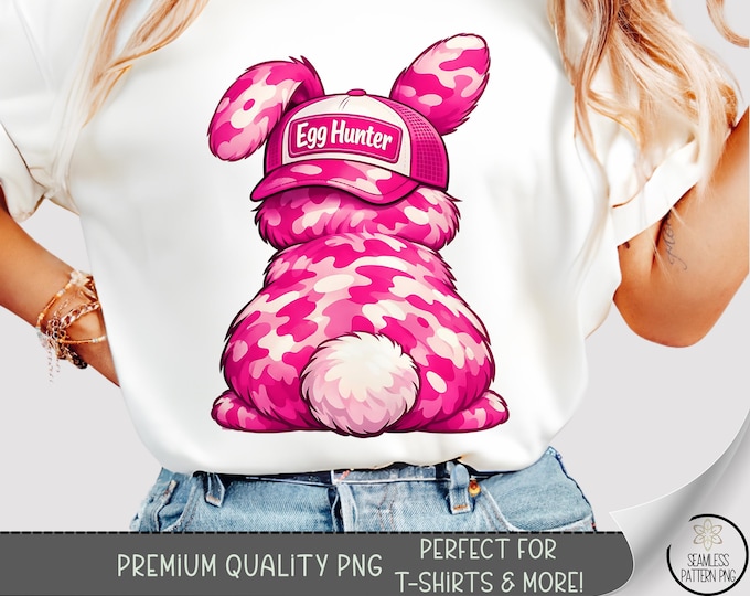 Egg Hunter PNG, Funny Easter Bunny T-Shirt Sublimation Design, Cute Camo Rabbit, Digital Download, B10015