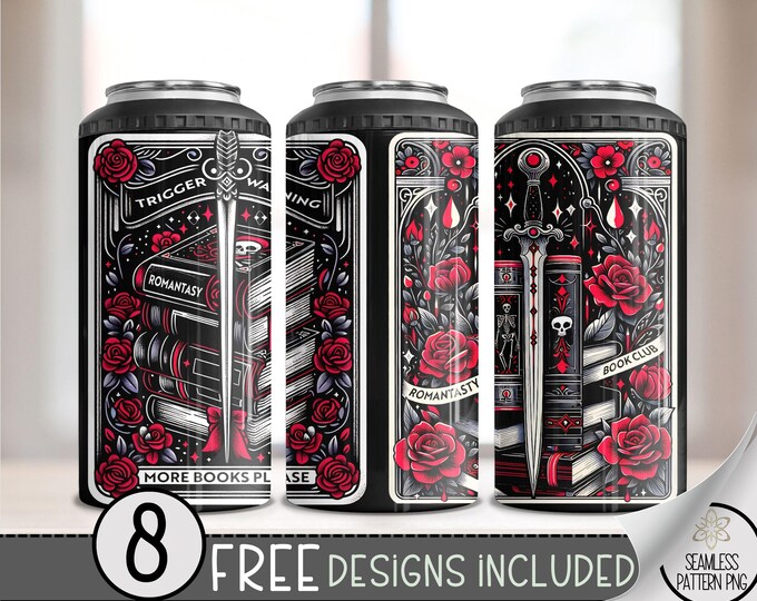 You Had Me At Trigger Warning 4 in 1 Can Cooler Wrap, Bad Book Club 4in1 Tumbler PNG, Book Lover 16 Oz Can Cooler Sublimation Design, A31