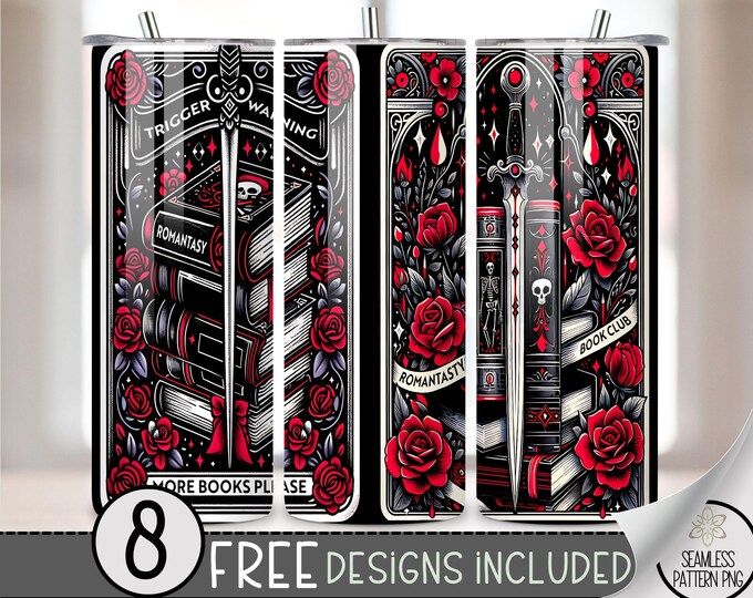 You Had Me At Trigger Warning Tumbler Wrap,Bad Book Club 20oz Skinny Tumbler Sublimation Design, Tarot Card Romantasy Tumbler Wrap File, A31