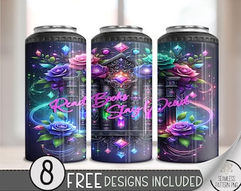 Read Books Stay Weird 4 in 1 Can Cooler Wrap, Bad Book Club 4in1 Tumbler PNG, Book Lover 16 Oz Can Cooler Sublimation Design, Romantasy A143