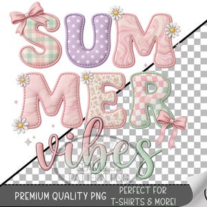 Summer Vibes Sublimation Design, Faux Patchwork UV DTF Graphic, Girly Clip Art, Digital Download, B10180