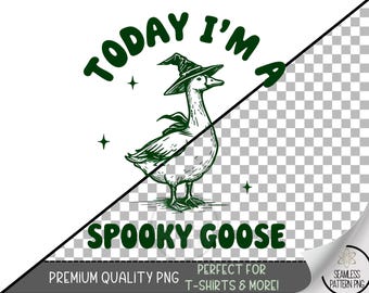 Spooky Goose T-Shirt Graphic, Halloween Goose Design, Witch Hat, Fun Holiday Shirt PNG, Quirky Animal Sublimation Print A446
