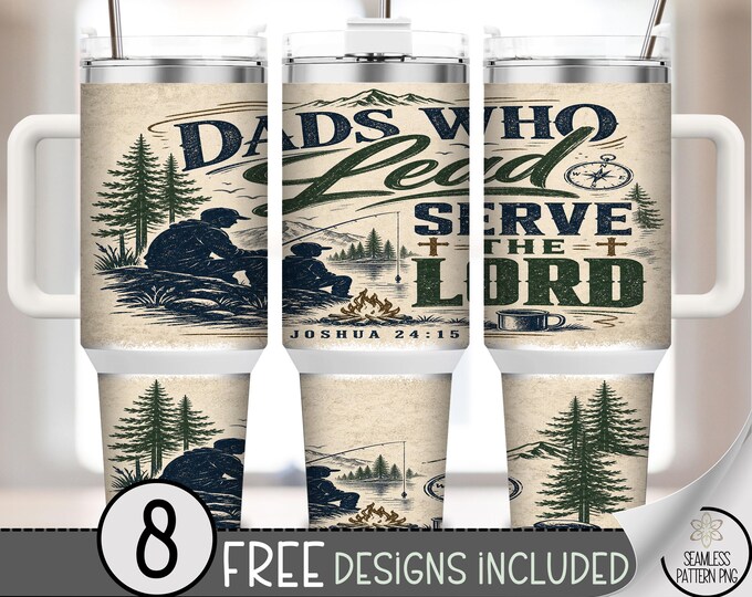 Christian Dad 40 oz Tumbler Wrap, Fishing Campfire Sublimation Design, Digital Download, B10301