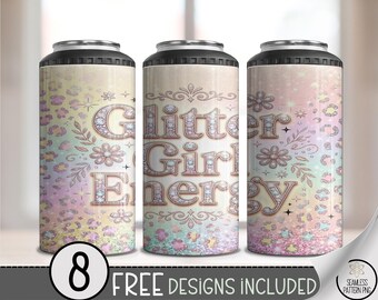 Glitter Girl Energy 4in1 Can Cooler Wrap, Sparkly Sublimation Design, Digital Download, B10478