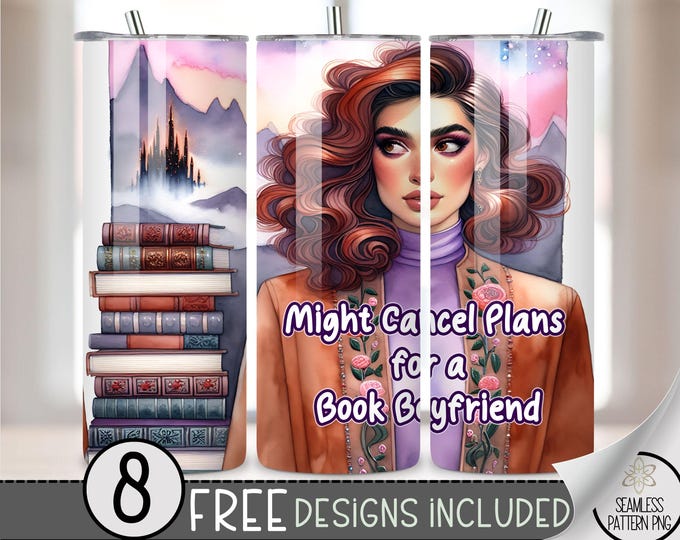 Book Boyfriend Tumbler Wrap, Bookish 20oz Skinny Tumbler Sublimation Design, Book Tumbler Wrap File, Librarian Tumbler Wrap,Romantasy Reader