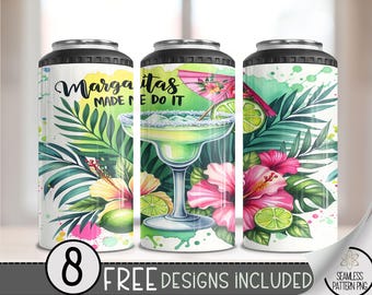 Margaritas 4 in 1 Can Cooler Wrap, Booze Humor 4in1 Tumbler PNG, Funny Adult 16 Oz Can Cooler Sublimation Design, Limes Makes Margs, A106