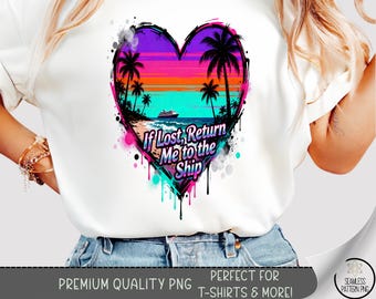Cruise T-shirt PNG, Heart Tropical Sublimation Design, Beach Vacation DTF Shirt Graphic, Retro Neon TShirt File, Digital Download, B10042