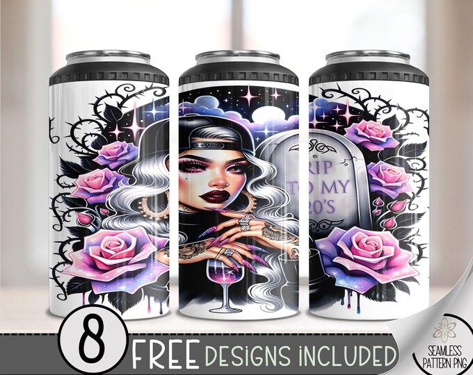 Rip To 20s 4 in 1 Can Cooler Wrap, Death To My Twenties 4in1 Tumbler PNG, 30th Birthday 16 Oz Can Sublimation Design, Latina Birthday Png