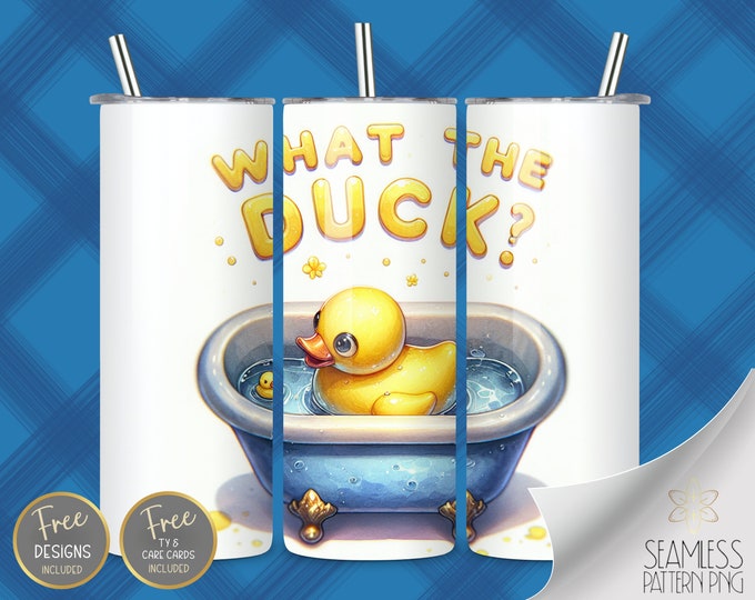 Funny Yellow Rubber Duck Tumbler Wrap 20 oz Skinny Tumbler Sublimation Design Digital Download PNG Instant Digital Only, Funny Tumbler Wrap