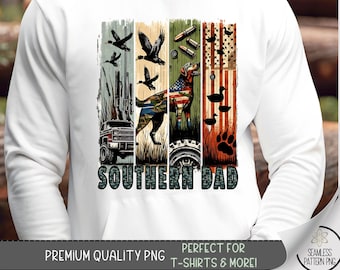 Southern Dad Hunting Shirt PNG, Duck Dog Camo Graphic for Hunter T-shirts, Rustic Patriotic USA Flag Tee Design for Father’s Day A240