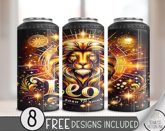 Tie Dye Zodiac 4 in 1 Can Cooler Wrap, Leo 16 Oz 4in1 Tumbler Sublimation Design Astrology Sign, Zodiac Signs Can Wrap PNG Download Z1
