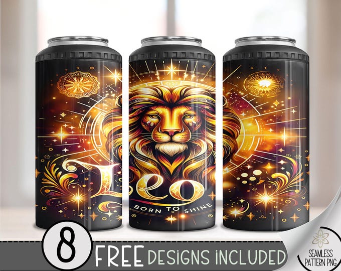 Tie Dye Zodiac 4 in 1 Can Cooler Wrap, Leo 16 Oz 4in1 Tumbler Sublimation Design Astrology Sign, Zodiac Signs Can Wrap PNG Download
