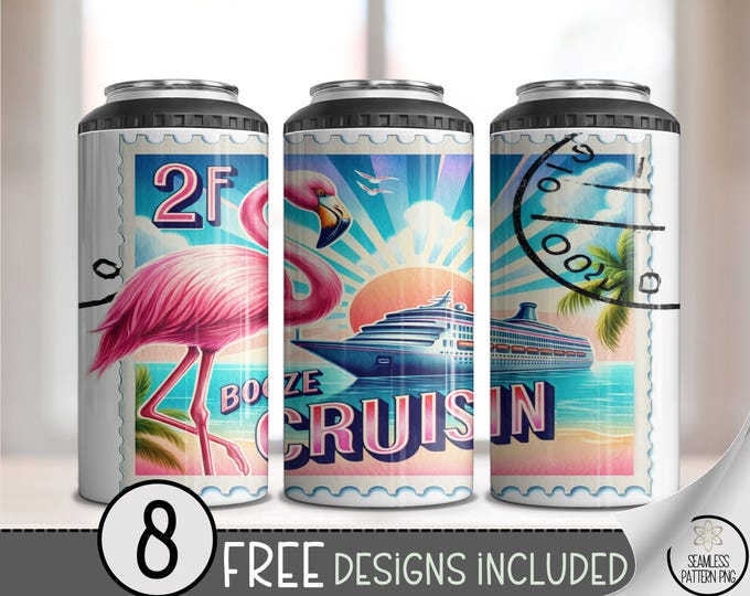 Summer Cruisin Can Cooler Wrap PNG, Tropical Beach Vibe, 4 in 1 Tumbler, 16 oz Digital Download, A615