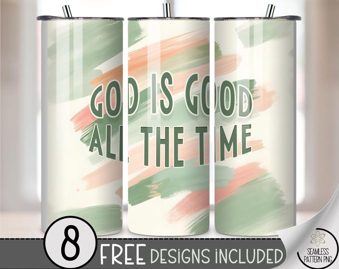 Inspirational 20 oz tumbler wrap: God is Good Digital Download, Religious Sublimation Design for Skinny Tumblers, Uplifting PNG Files A639