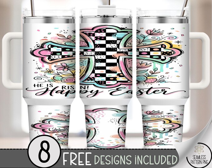 Easter Cross 40 Oz Tumbler Wrap, Christian Sublimation Design, Digital Download, B883