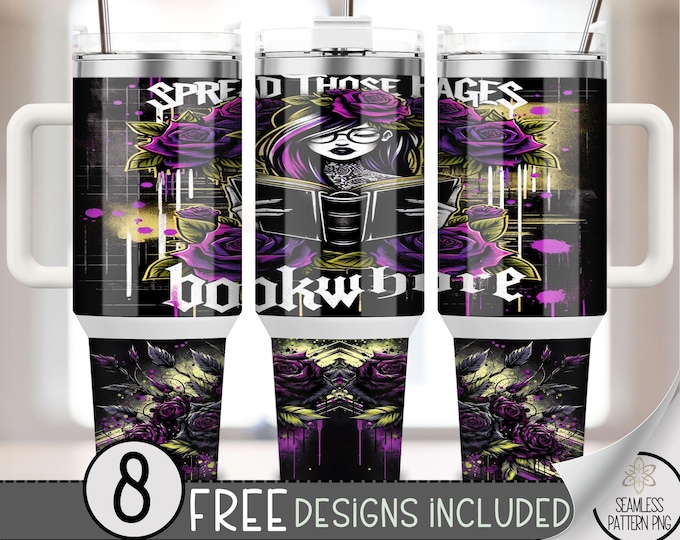Bookwhore 40 oz Tumbler Wrap Design, Reader 40 oz Sublimation Tumbler Design, Digital Download for Book Lover, Book Worm Gifts A21
