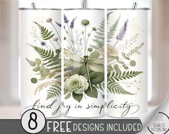 Inspirational Tumbler Wrap, Motivation 20oz Skinny Tumbler Sublimation Design, Affirmation Tumbler Wrap File PNG Dragonfly Digital Download