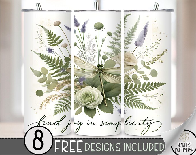 Inspirational Tumbler Wrap, Motivation 20oz Skinny Tumbler Sublimation Design, Affirmation Tumbler Wrap File PNG Dragonfly Digital Download