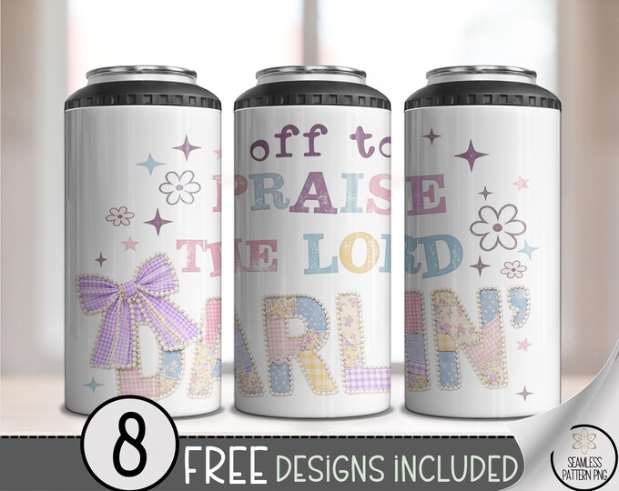 Faux Patchwork 4in1 Can Cooler Wrap, Praise the Lord Sublimation Design, Cozy 16 oz 4-in-1 File, Digital Download, B10240