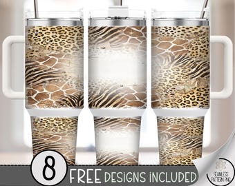 Mixed Animal Print 40oz Tumbler Wrap, Safari Sublimation Design, Digital Download, B10512
