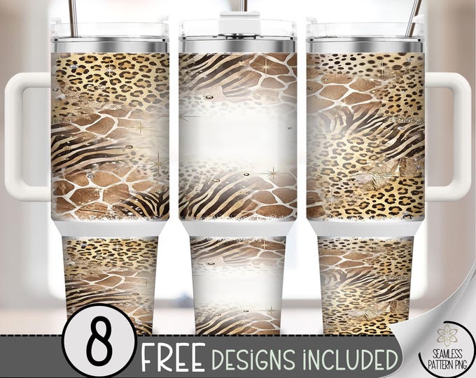 Mixed Animal Print 40oz Tumbler Wrap, Safari Sublimation Design, Digital Download, B10512