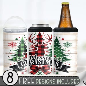 Christmas Deer 4in1 Can Cooler Wrap,Winter Sublimation Design,Xmas 16 Oz Slim,Merry Christmas 4 in 1 Tumbler Png,Christmas 16 Oz Can Cooler