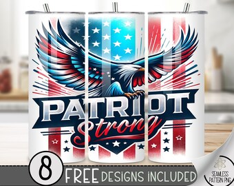Patriot Trump 2024 Tumbler Wrap PNG Digital Download 20 oz Skinny, Election Tumbler Sublimation Design, Military Seamless Sublimation design