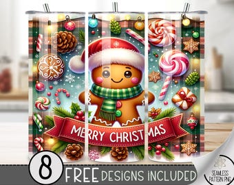Gingerbread Tumbler Wrap, Christmas Tumbler Wrap Png, Cute Gingerbread Sublimation Design, Xmas Holiday PNG Tumbler File, Digital Download
