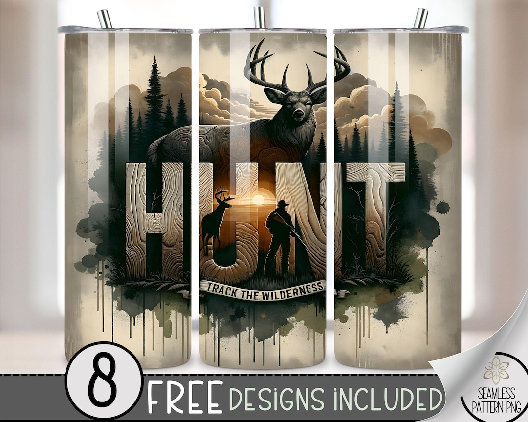 Deer Hunting Tumbler Wrap, Buck Hunt 20oz Skinny Tumbler Sublimation ...