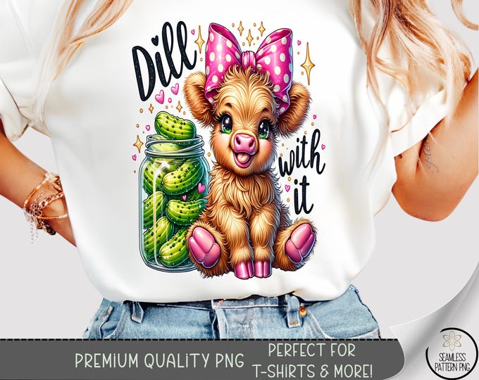 Pickle Humor T-shirt PNG, Sassy Sublimation Design, Chibi Baby Cow DTF Shirt Graphic, Adorable TShirt File, Instant Download Print, A493