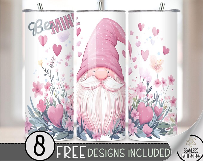 Gnomes Valentine Tumbler Wrap, Faded Love Sublimation Tumbler Wrap, Vday 20Oz Sublimation Wrap, Seamless Valentines Day Sublimation Design