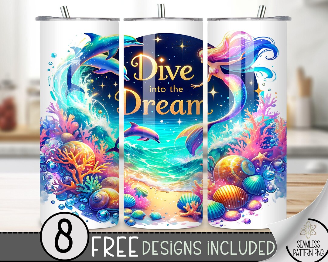 Mermaid Tumbler Wrap, Mermaid Sublimation Design,20oz Skinny Under the ...