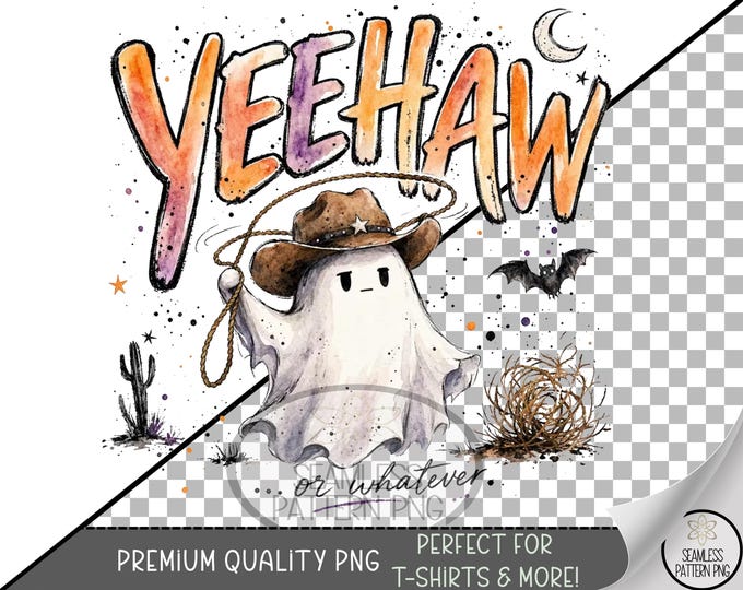 Halloween Sublimation Design, Cowboy Ghost UV DTF Graphic, Western Clip Art, Digital Download, B10439