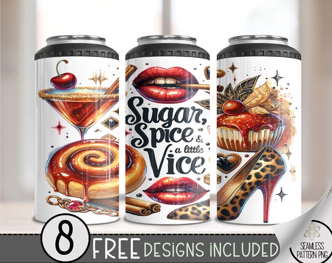 Alcohol Martini 4in1 Can Cooler Wrap, Sugar Spice & A Little Vice 4 in 1 Tumbler PNG, Leopard High Heels Hard Can Cooler PNG, Sarcastic A73