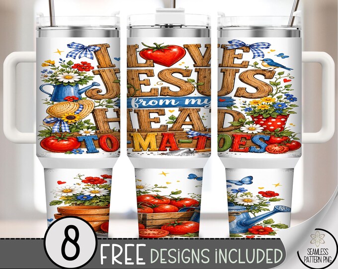 Christian Garden 40 oz Tumbler Wrap, Love Jesus Sublimation Design, Digital Download, B10373
