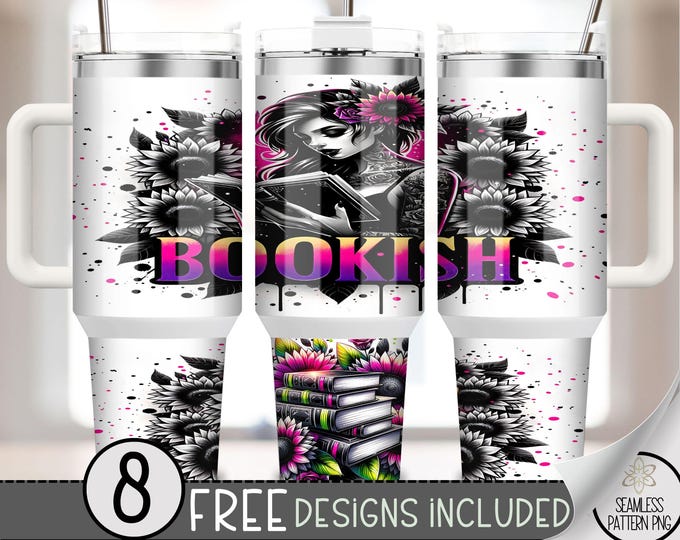 Bookish 40oz Tumbler Wrap, Neon Romantasy Tumbler Sublimation Design, Adult 40oz Quencher Tumbler Wrap PNG, A19