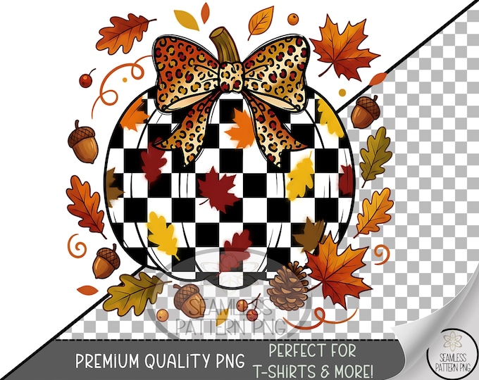 Pumpkin Sublimation Design, Buffalo Check UV DTF Graphic, Festive Fall Clip Art, Digital Download, B10244