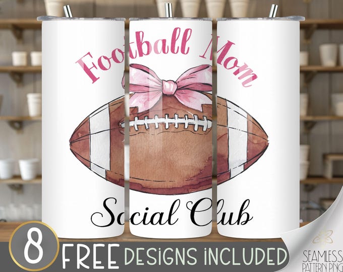 Coquette Football Mom Tumbler Wrap, 20oz Skinny Sublimation Tumbler, Football Tumbler Wrap Sublimation, Girly Sublimation Tumbler Wrap PNG
