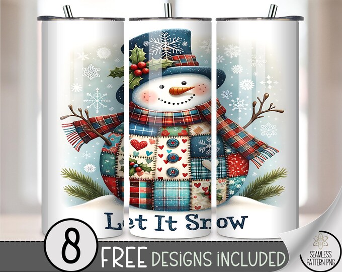 Snowman PNG For Cute Winter Designs, Digital Download, Christmas 20 oz Tumbler Wrap, Sublimation, B690