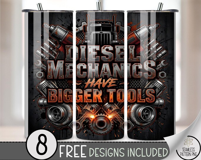 Semi Truck 20 oz Tumbler Wrap, Industrial Sublimation Design for Straight Tumblers, Bold PNG Files with Gritty Rustic Style B10114