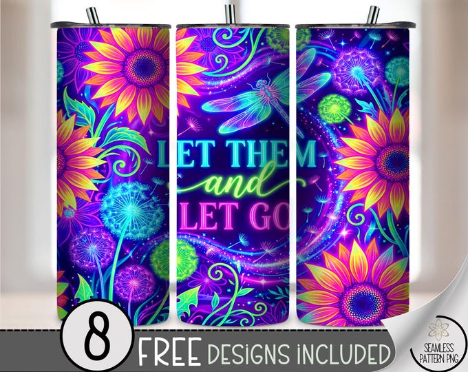 Sunflower Dragonfly 20 oz Tumbler Wrap, Vibrant Sublimation Design for Straight Tumblers, Motivational PNG Files, Digital Download, B10487