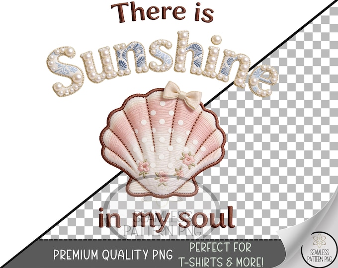 Seashell Sublimation Design, Sunshine UV DTF Graphic, Coastal Clip Art, Digital Download, B10176