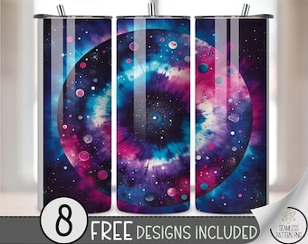 Dark Tie-Dye 20 oz Tumbler Wrap PNG, Digital Download, Cosmic Sublimation, Galactic Style, A645