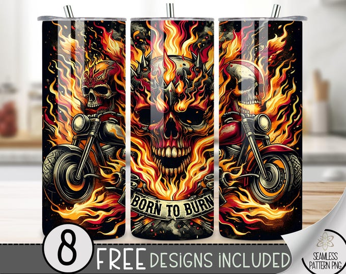Motorcycle Tumbler Wrap, Seamless Motorcycle Wrap Tumbler, 20oz American Tumbler Wrap, Straight Tumbler Wrap, Motorcycle Sublimation Tumbler
