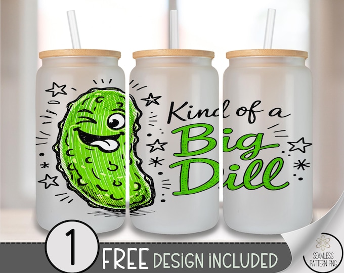 Pickle Glass Can Wrap, Cute 16 oz Glass Tumbler Sublimation Design, Fun PNG File, Digital Download, B10187