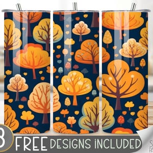 Fall Leaves Tumbler Wrap, Autumn Tree Sublimation Tumbler Design Digital Download PNG, Fall Foliage 20 OZ Skinny Wrap Seamless Design