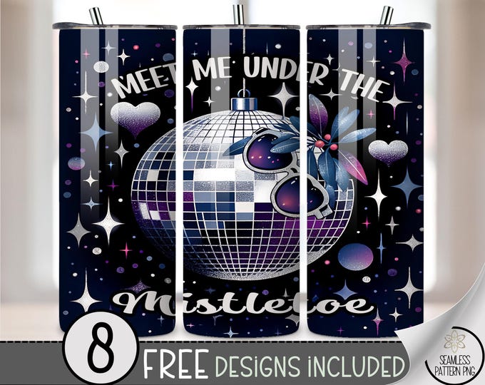 New Year Disco Ball 20oz Tumbler Wrap, Holiday Party Sublimation Design, A623