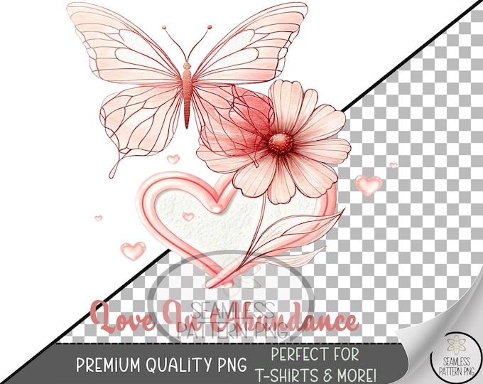 Valentine's Sublimation Design, Simple Butterfly UV DTF Graphic, Classy Flower Clip Art, Minimalist Sublimation PNG, B837