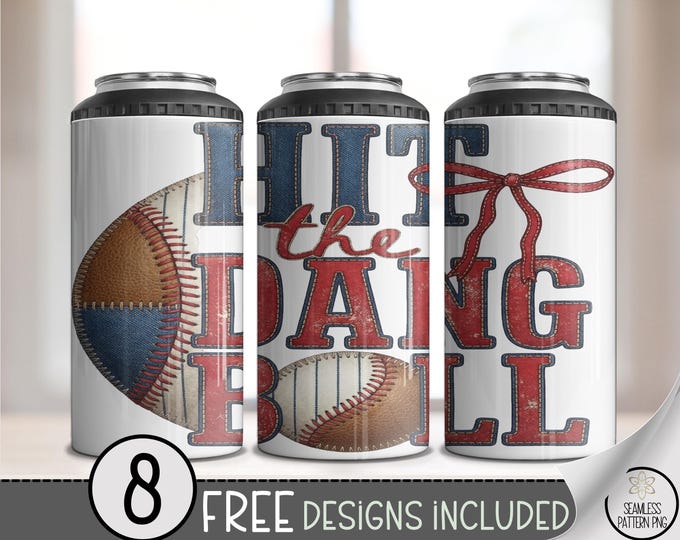 Baseball 4in1 Can Cooler Wrap, Sporty Sublimation Design, Rustic 16 oz 4-in-1 File, B10184